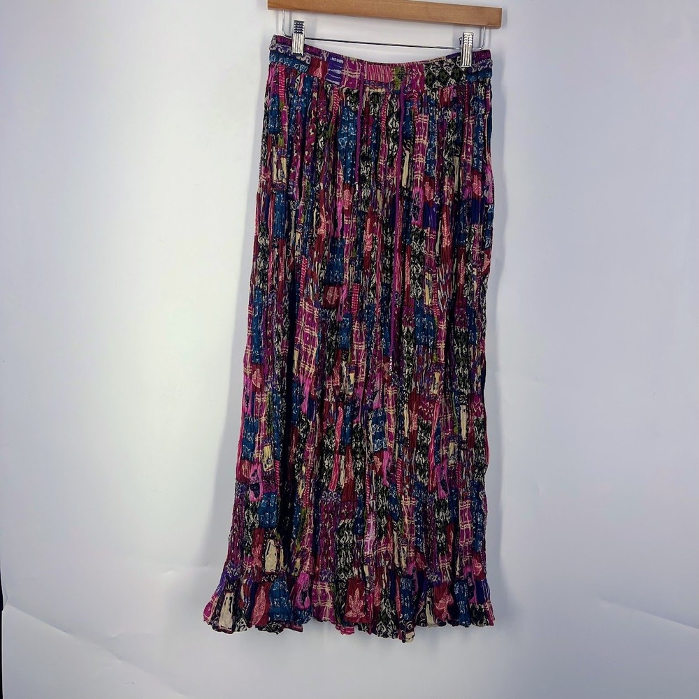 Ali Baba Womens Cotton Patchwork Block Print Broomstick Maxi Skirt Multicolor OS